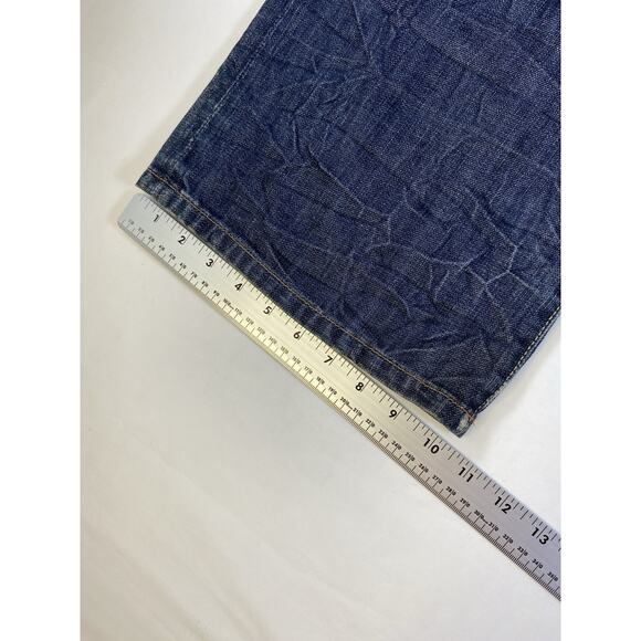 7 FOR ALL MANKIND Relaxed Straight Distressed Stone Wash Blue Jeans. 34x33 - Picture 2 of 11